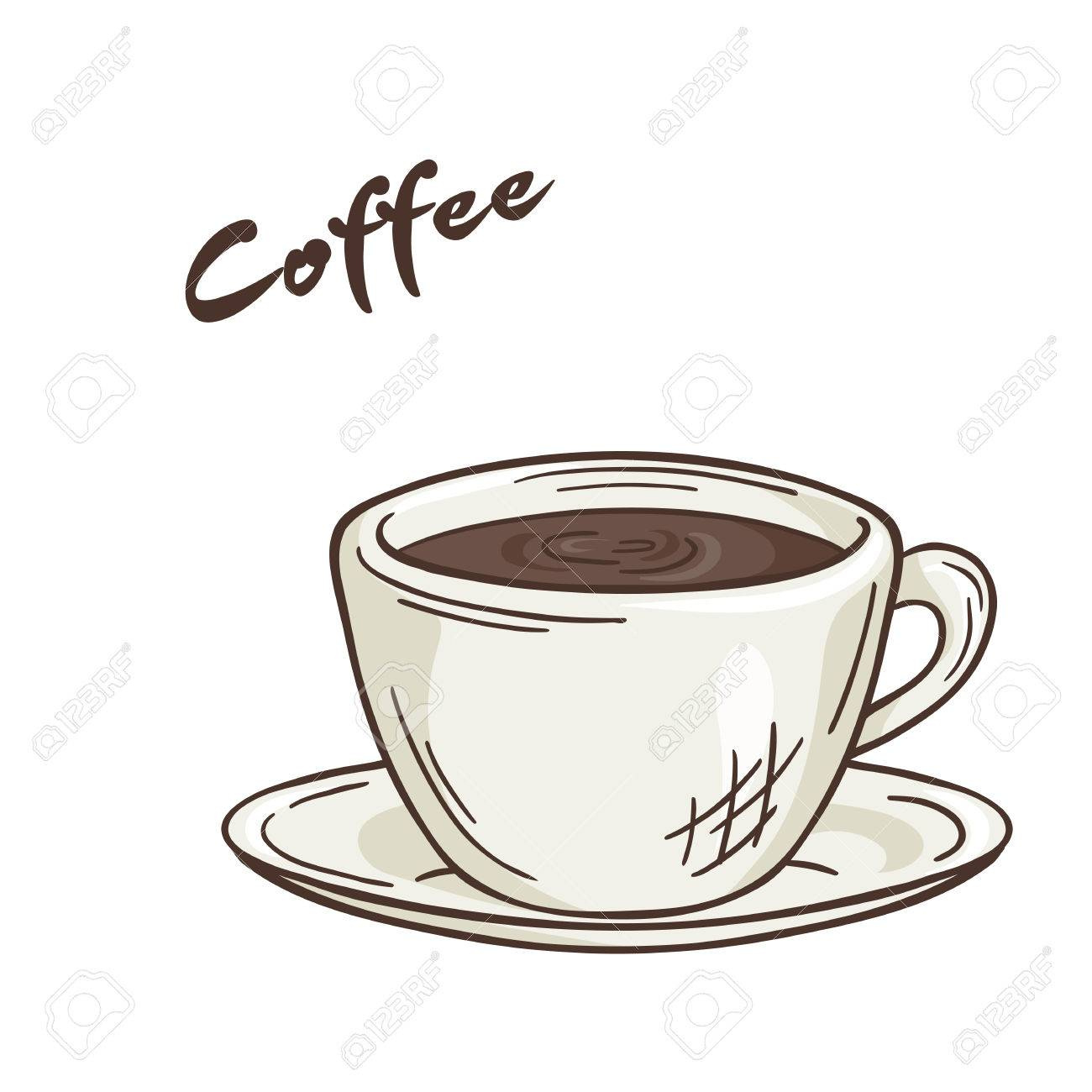 Vector Printable Illustration Of Isolated Cup Of Coffee With Label within Free Printable Coffee Cup Clip Art