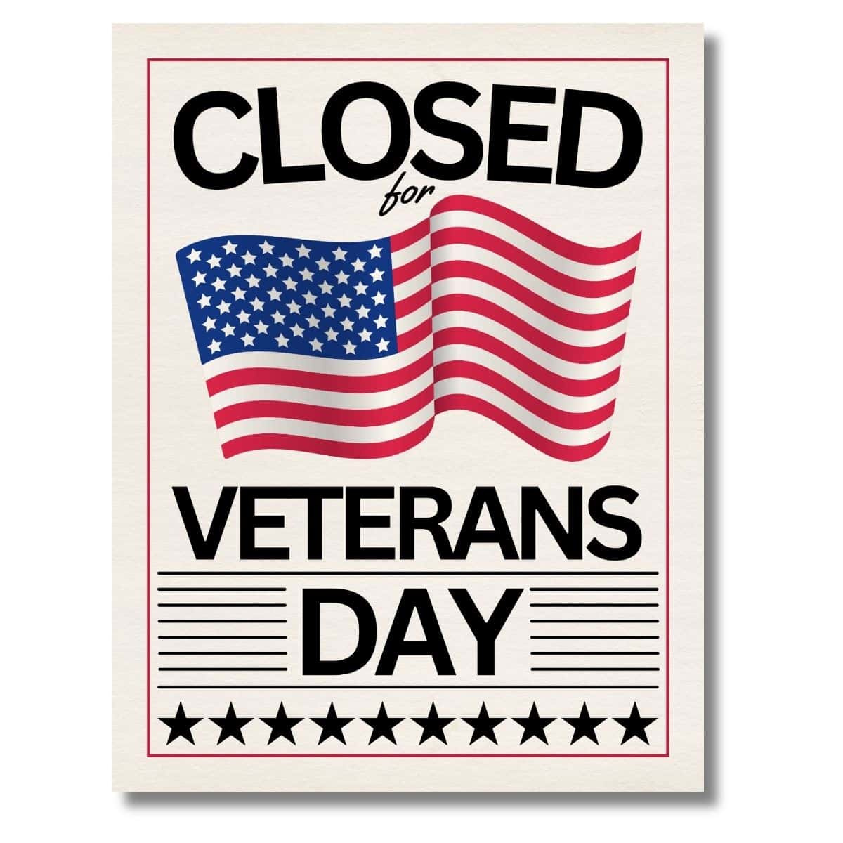 Veterans Day Closed Sign Printable Free Pdf pertaining to Free Printable Closed Signs For Veterans Day