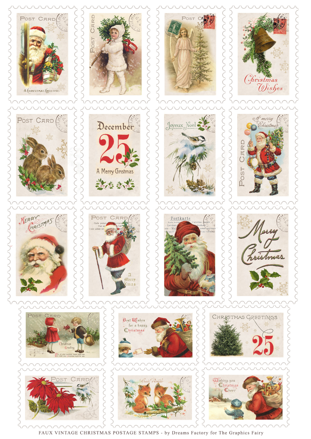 Vintage Christmas Stamps Printable! inside FREE Printable Christmas Postage Stamps