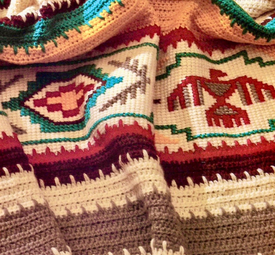 Vintage Crochet Afghan Pattern Indian Blanket Navajo Southwestern inside Free Printable Crochet Navajo Afghan Pattern