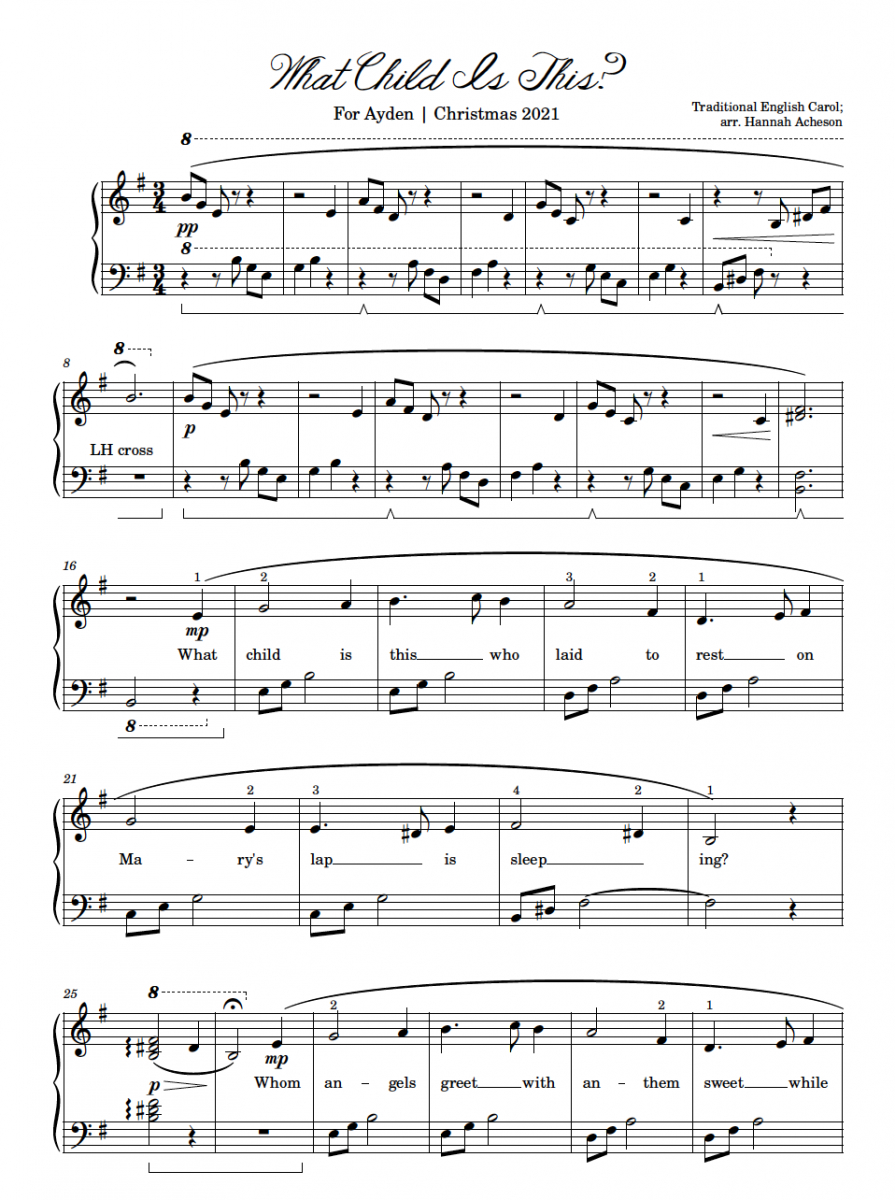 What Child Is This?&amp;quot; | Free Christmas Sheet Music - Acheson Piano inside Free Printable Christmas Piano Music