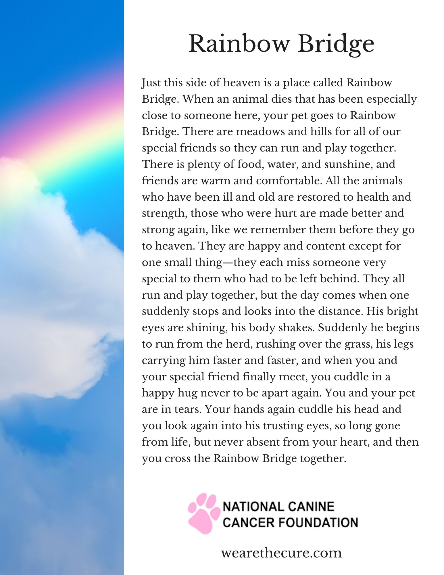 What The Rainbow Bridge Poem Gets Perfectly Right About Pet Loss regarding Free Printable Copy Of The Rainbow Bridge Poem