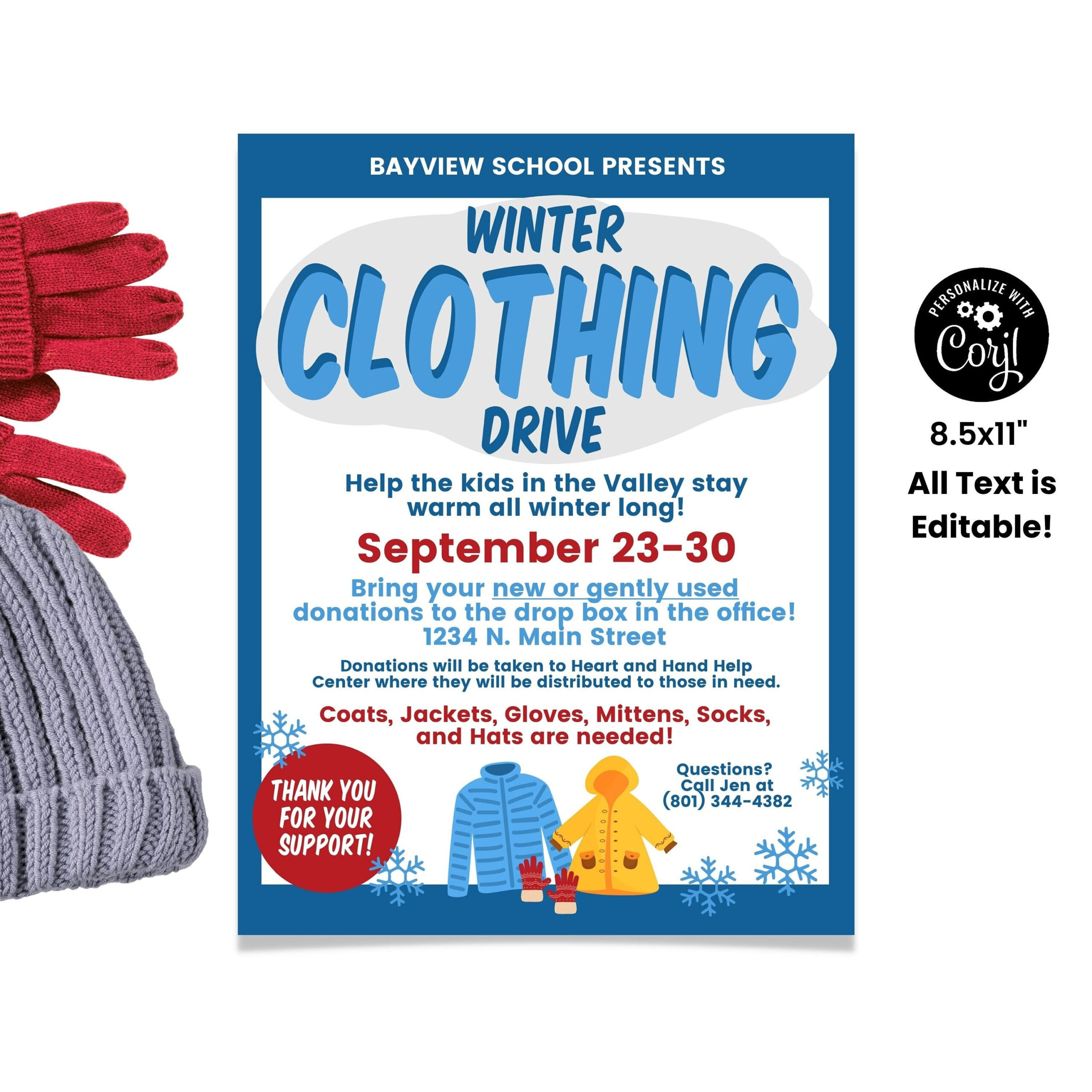 Winter Clothing Drive, Coat Drive Flyer, Clothing Donations, Corjl pertaining to FREE Printable Clothing Drive Flyer Template